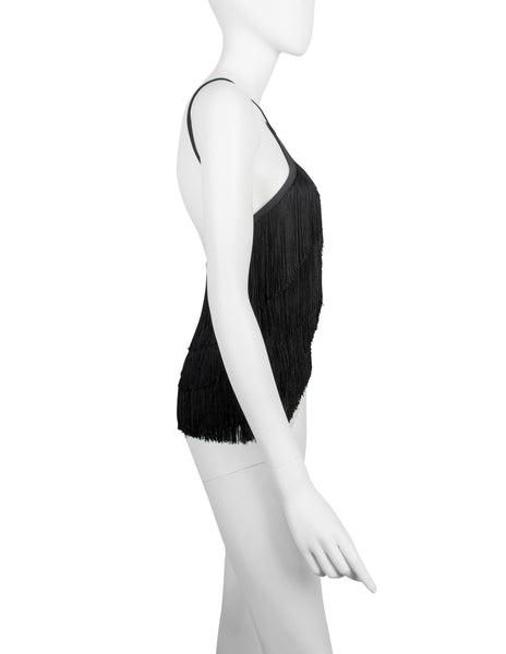 Plein Sud Vintage 1990s Black Fringe Top