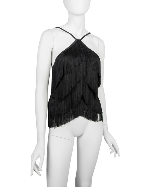 Plein Sud Vintage 1990s Black Fringe Top