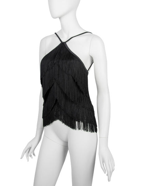 Plein Sud Vintage 1990s Black Fringe Top