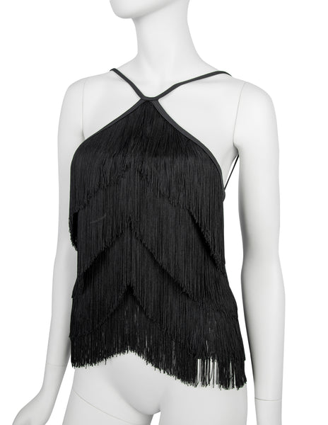 Plein Sud Vintage 1990s Black Fringe Top