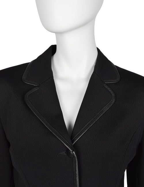 Plein Sud Vintage 1990s Black Neoprene and Leather Jacket