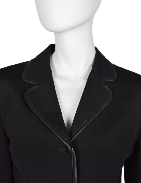 Plein Sud Vintage 1990s Black Neoprene and Leather Jacket