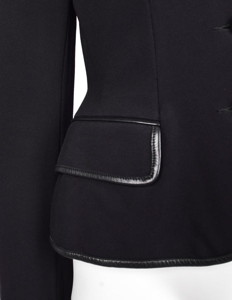 Plein Sud Vintage 1990s Black Neoprene and Leather Jacket