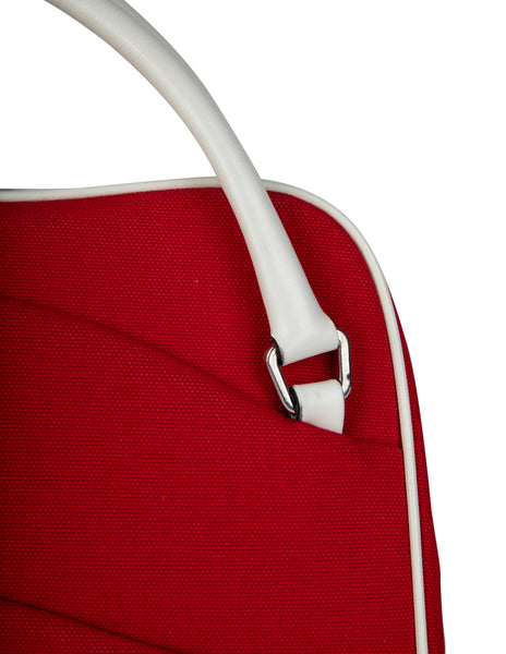 Prada Vintage Red Canvas and White Leather Handbag