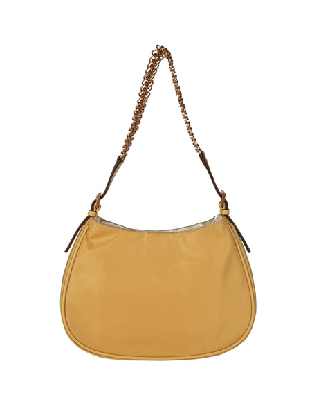 Prada Vintage Yellow Nylon and Rose Gold Chain Evening Bag