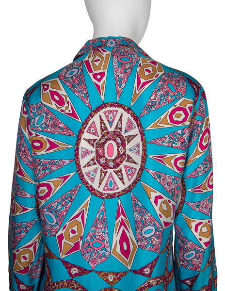Emilio Pucci Vintage 1960s Psychedelic Gem Print Silk Shirt