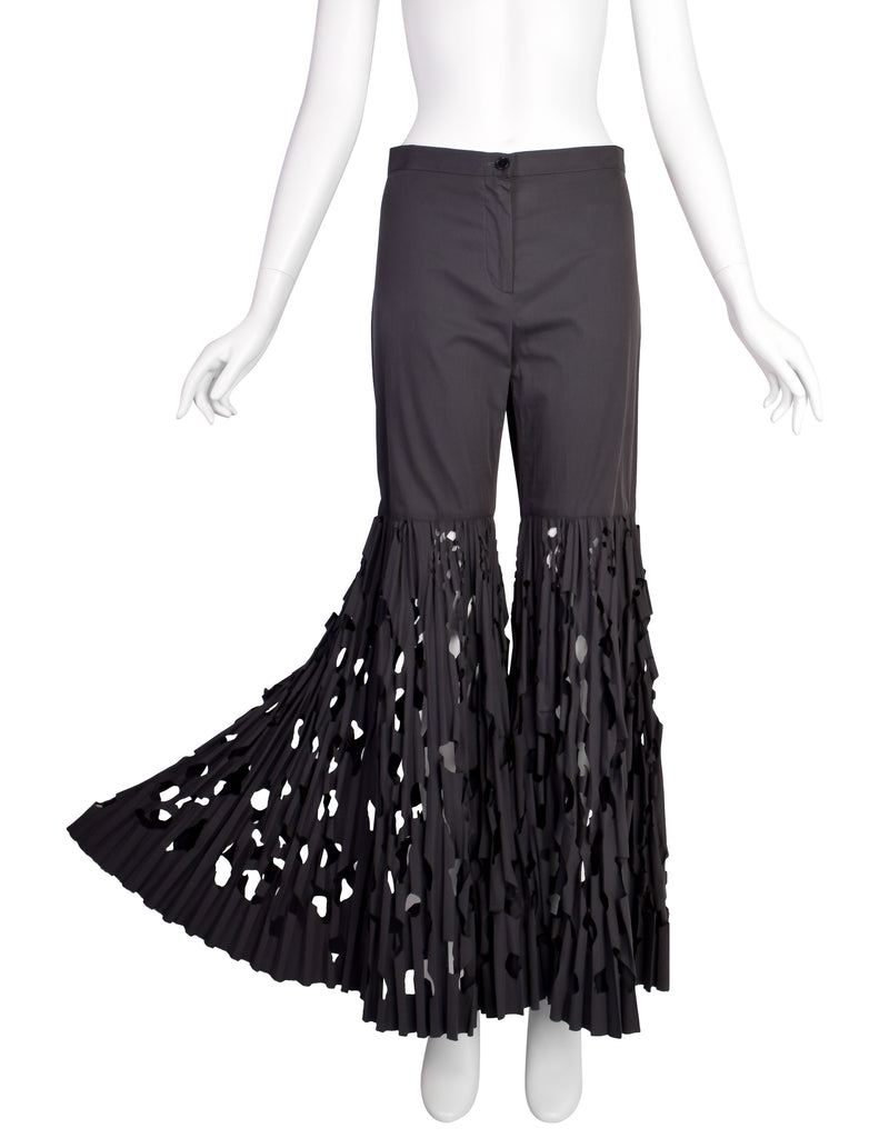 Pleated bell bottom pants sale