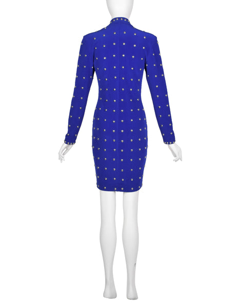 Tadashi Vintage 1980s Purple-Blue Studded Body Con Dress