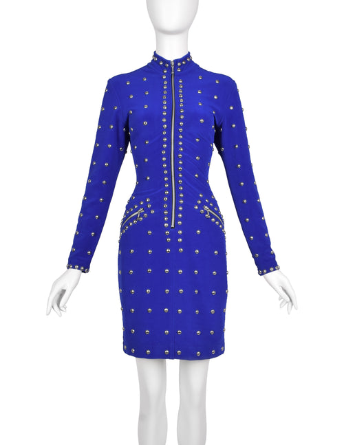 Tadashi Vintage 1980s Purple-Blue Studded Body Con Dress  Amarcord Vintage  Fashion