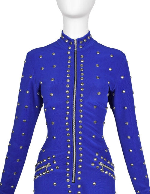 Tadashi Vintage 1980s Purple-Blue Studded Body Con Dress Amarcord Vintage Fashion Tadashi Vintage 1980s Purple-Blue Studded Body Con Dress Amarcord Vintage Fashion