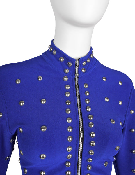 Tadashi Vintage 1980s Purple-Blue Studded Body Con Dress
