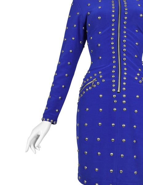 Tadashi Vintage 1980s Purple-Blue Studded Body Con Dress
