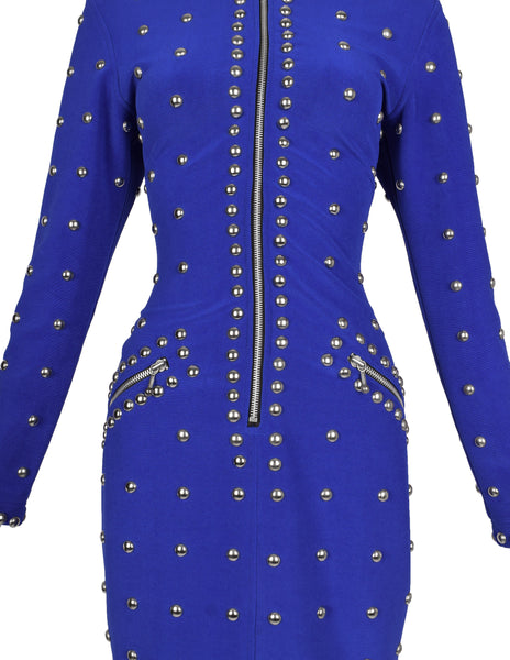 Tadashi Vintage 1980s Purple-Blue Studded Body Con Dress