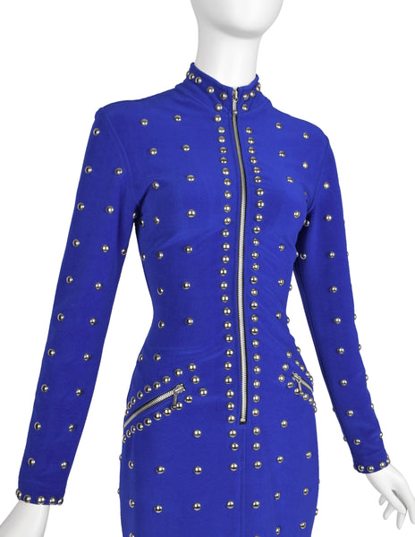 Tadashi Vintage 1980s Purple-Blue Studded Body Con Dress