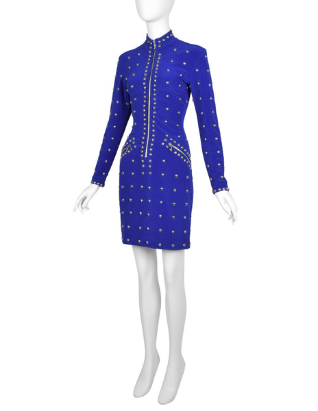 Tadashi Vintage 1980s Purple-Blue Studded Body Con Dress