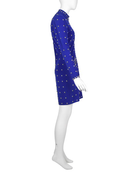 Tadashi Vintage 1980s Purple-Blue Studded Body Con Dress