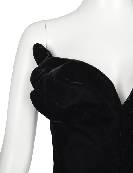 Thierry Mugler Vintage 1987 ICONIC Black Winged Bustier and Silk Skirt Ensemble