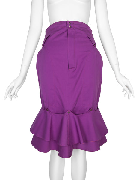 Thierry Mugler Vintage SS 1980 Purple and Orange Detachable Ruffle Skirt