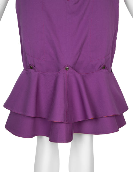 Thierry Mugler Vintage SS 1980 Purple and Orange Detachable Ruffle Skirt