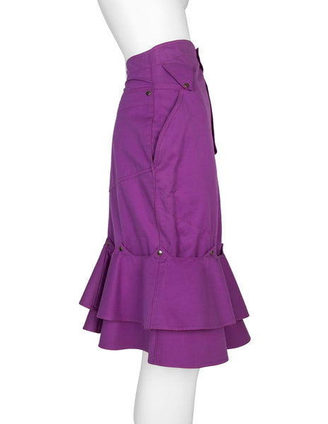 Thierry Mugler Vintage SS 1980 Purple and Orange Detachable Ruffle Skirt