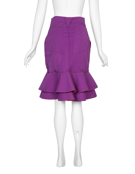 Thierry Mugler Vintage SS 1980 Purple and Orange Detachable Ruffle Skirt