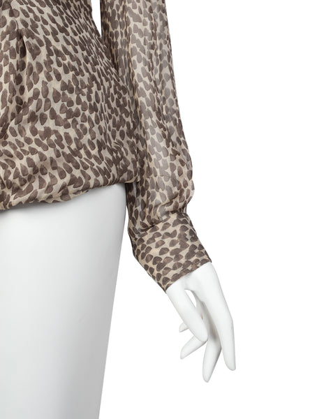 Vivienne Westwood FW 2011 Brushstroke Print Draping Silk Chiffon Top