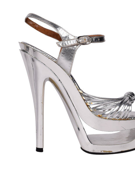 The Wild Pair Vintage 1970s Metallic Silver Leather Platform Heels
