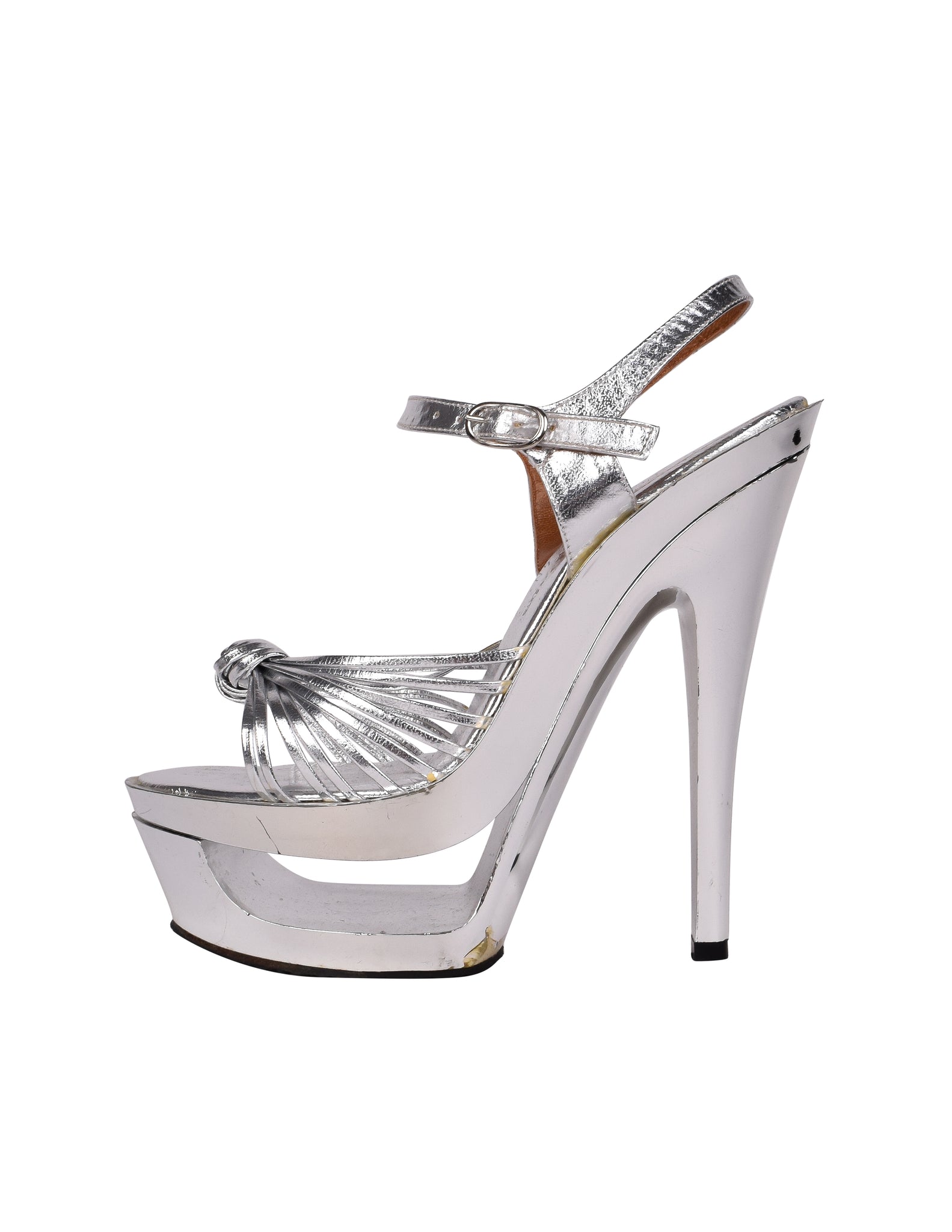 The Wild Pair Vintage 1970s Metallic Silver Leather Platform Heels