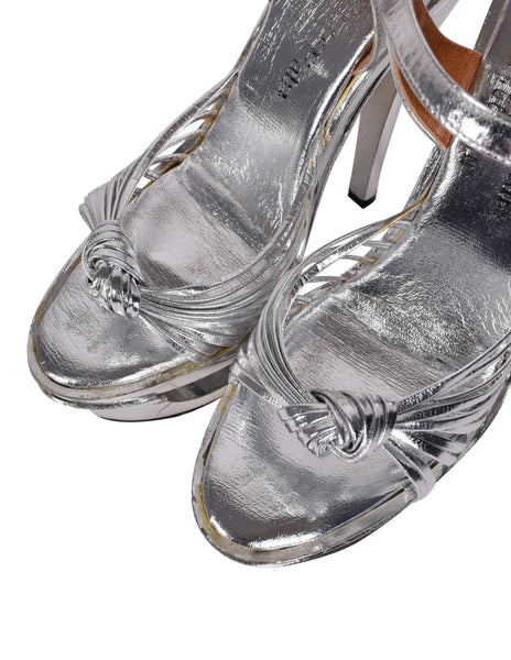The Wild Pair Vintage 1970s Metallic Silver Leather Platform Heels
