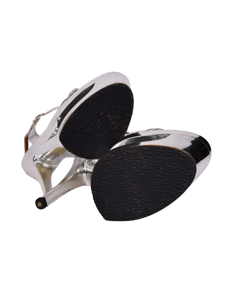 The Wild Pair Vintage 1970s Metallic Silver Leather Platform Heels