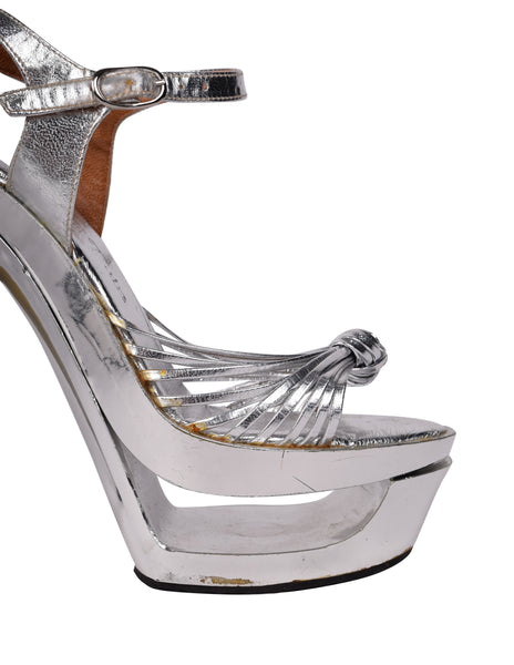 The Wild Pair Vintage 1970s Metallic Silver Leather Platform Heels