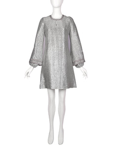 YOUTHQUAKE Vintage 1960s Rare Metallic Silver Mod Mini Dress