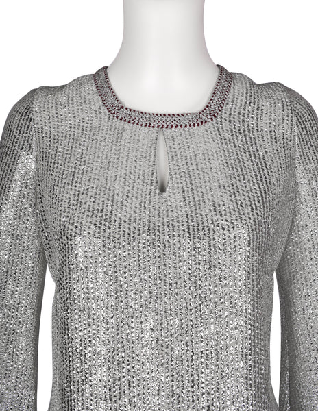 YOUTHQUAKE Vintage 1960s Rare Metallic Silver Mod Mini Dress