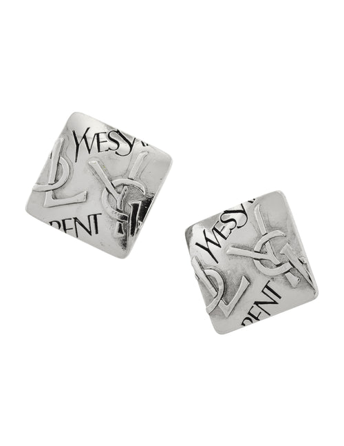 Yves Saint Laurent Vintage Silver YSL Logo Square Statement
