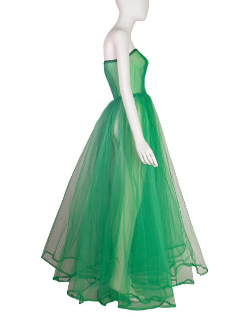 1950s Vintage Green Sheer Tulle Full Circle Skirt Princess Party Dress –  Amarcord Vintage Fashion