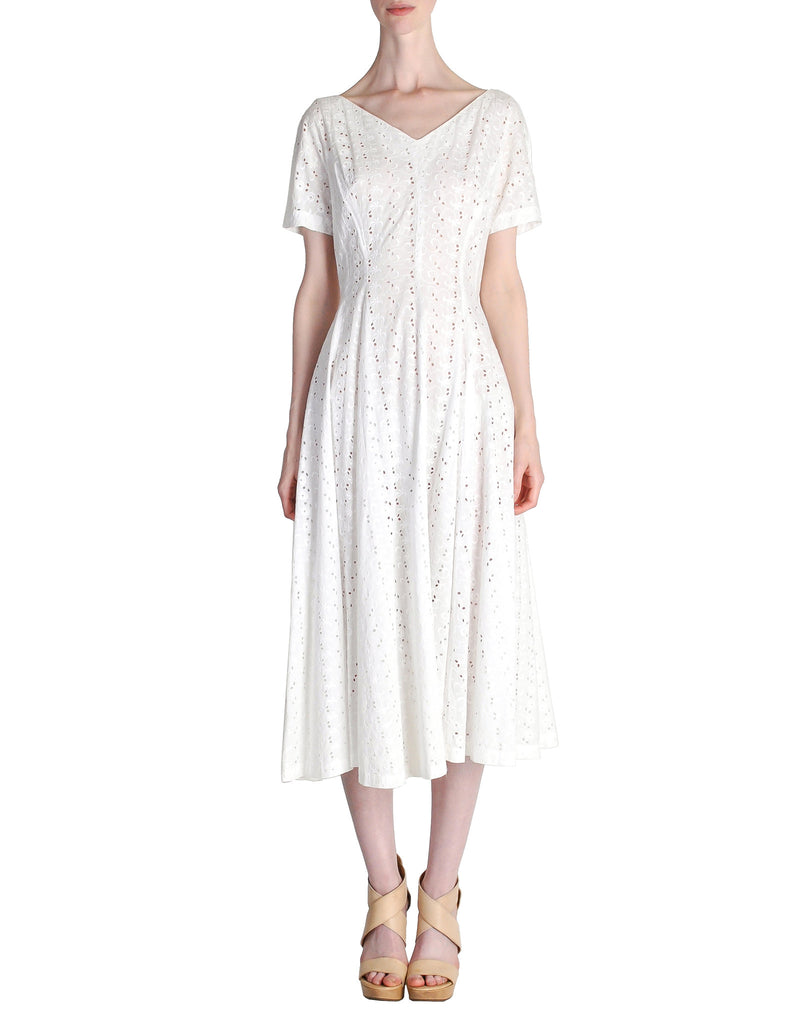 vintage white embroidered dress Vintage Antique 1900s 1910s Edwardian White Cotton And Lace Embroidered Dress main image 0