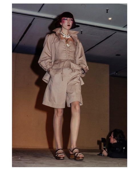 Yves Saint Laurent Vintage SS 1977 Iconic Light Brown Cotton Lace Up Corset Style Bustier Top