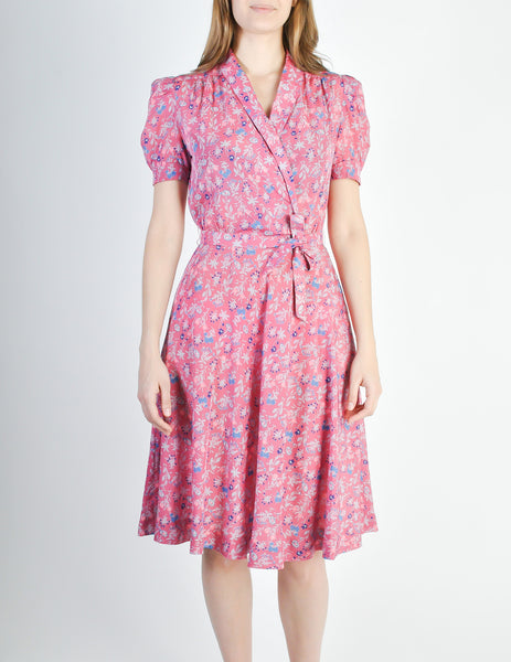 Vintage 1940s Pink Floral Dress - Amarcord Vintage Fashion
 - 4