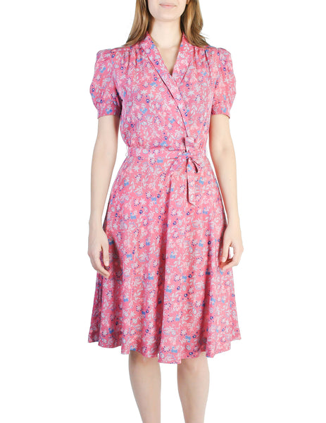 Vintage 1940s Pink Floral Dress - Amarcord Vintage Fashion
 - 1