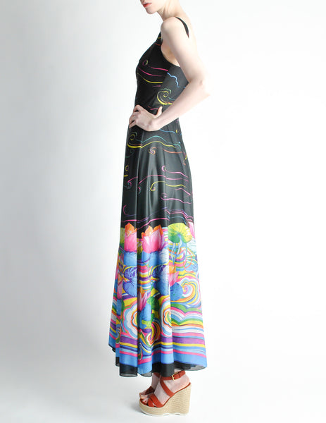 Vintage 1970s Colorful Psychedelic Water Lily Maxi Dress - Amarcord Vintage Fashion
 - 7