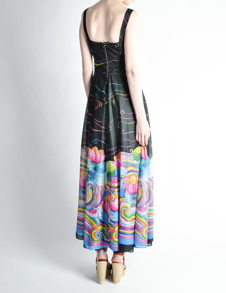 Vintage 1970s Colorful Psychedelic Water Lily Maxi Dress - Amarcord Vintage Fashion
 - 8