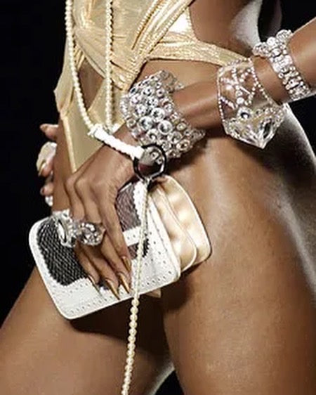 Christian Dior Vintage SS 2004 by John Galliano Clear Crystal Rhinestone Dior Insignia Cocktail Ring