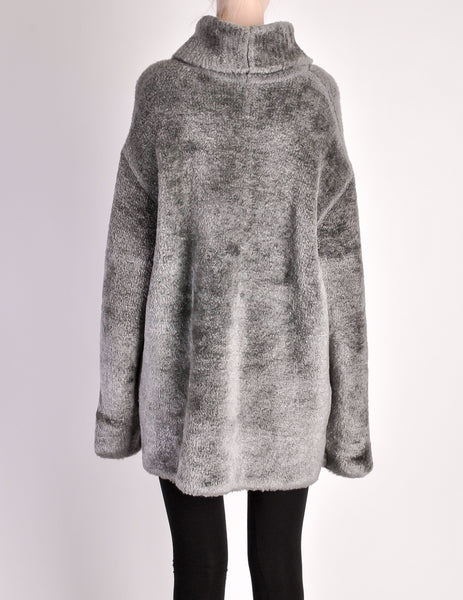 Alaïa Vintage Grey Fuzzy Oversized Turtleneck Sweater - Amarcord Vintage Fashion
 - 7