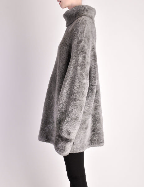 Alaïa Vintage Grey Fuzzy Oversized Turtleneck Sweater - Amarcord Vintage Fashion
 - 3