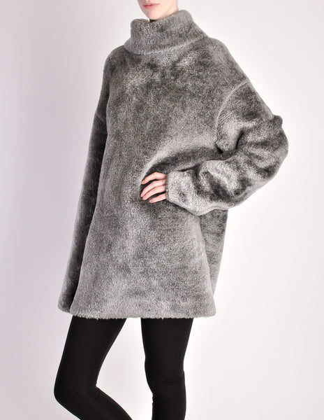 Alaïa Vintage Grey Fuzzy Oversized Turtleneck Sweater - Amarcord Vintage Fashion
 - 4