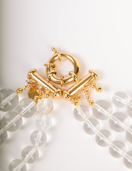 ABAKUS by Marsha Chun-Matsubara 2007 Clear Bead Golden Baroque Massive Waterfall Bib Necklace
