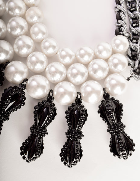 ABAKUS by Marsha Chun-Matsubara 'Pawn' Oversized Statement Pearl Chain Multistrand Necklace