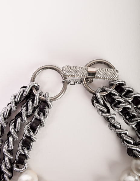 ABAKUS by Marsha Chun-Matsubara 'Pawn' Oversized Statement Pearl Chain Multistrand Necklace