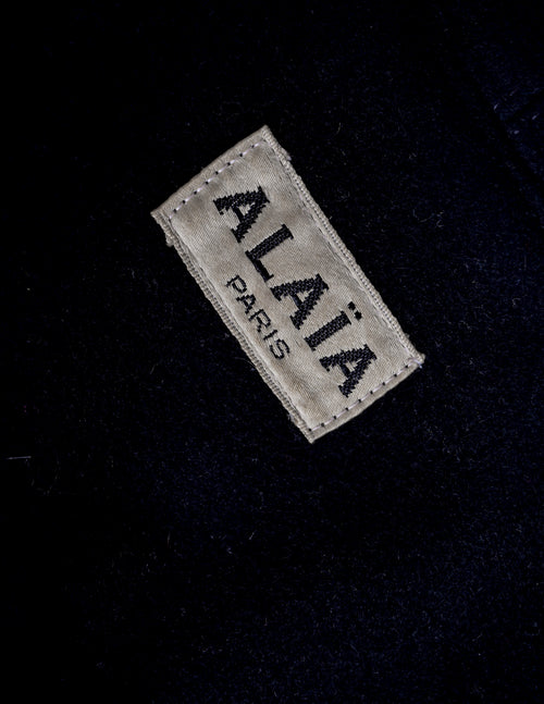 Azzedine Alaia Vintage AW 1986 Black Wool Curved Collar Azzedine Alaia Vintage AW 1986 Black Wool Curved Collar