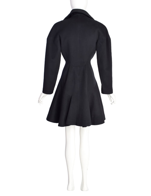 Azzedine Alaia Vintage AW 1986 Black Wool Curved Collar